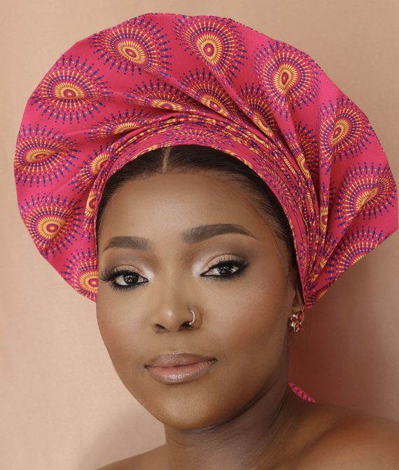 Sishweshwe Plain Fan - Pink Gele